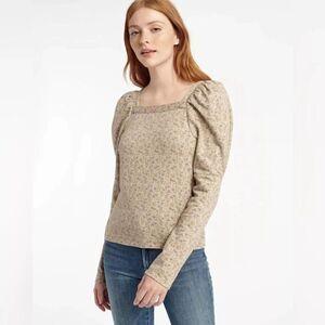 Splendid Josephine Sweatshirt Women's Medium Knit Top Floral Relaxed Puff Sleeve